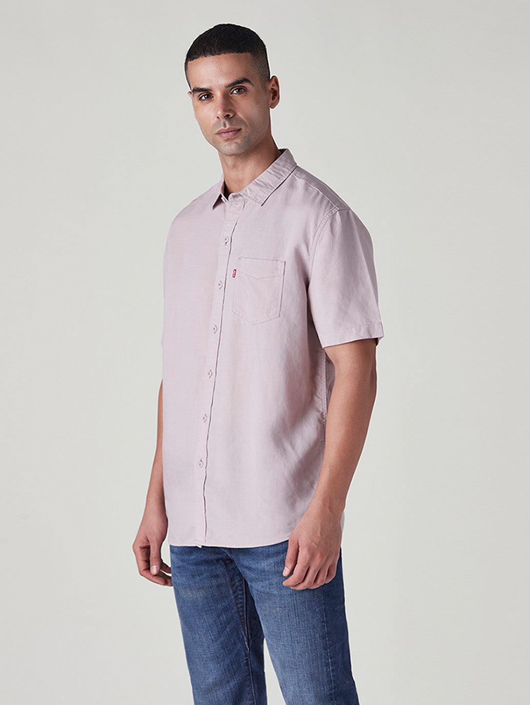 Men's Solid Slim Fit Linen Shirt - Side View