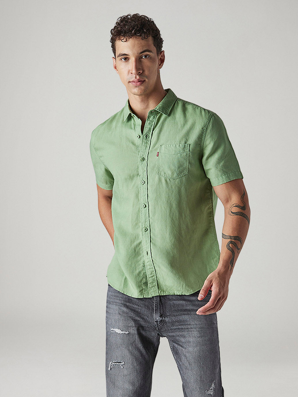 Men's Solid Slim Fit Linen Shirt