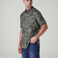 Men's Floral Slim Fit Linen Shirt - Side View