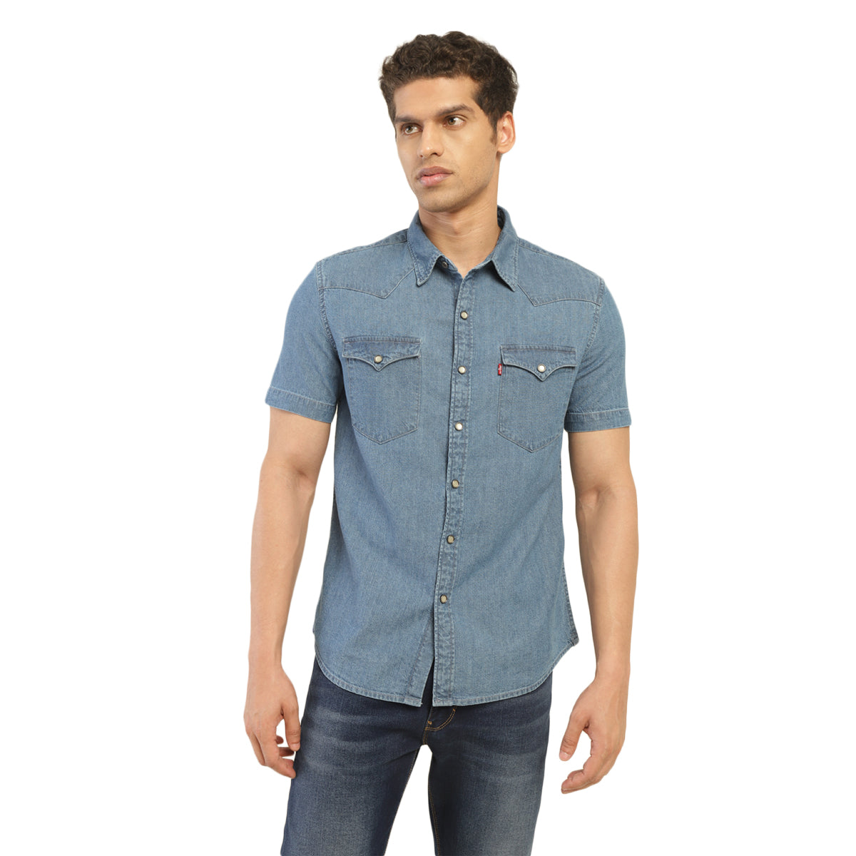 Men's Solid Spread Collar Shirt - 1 View