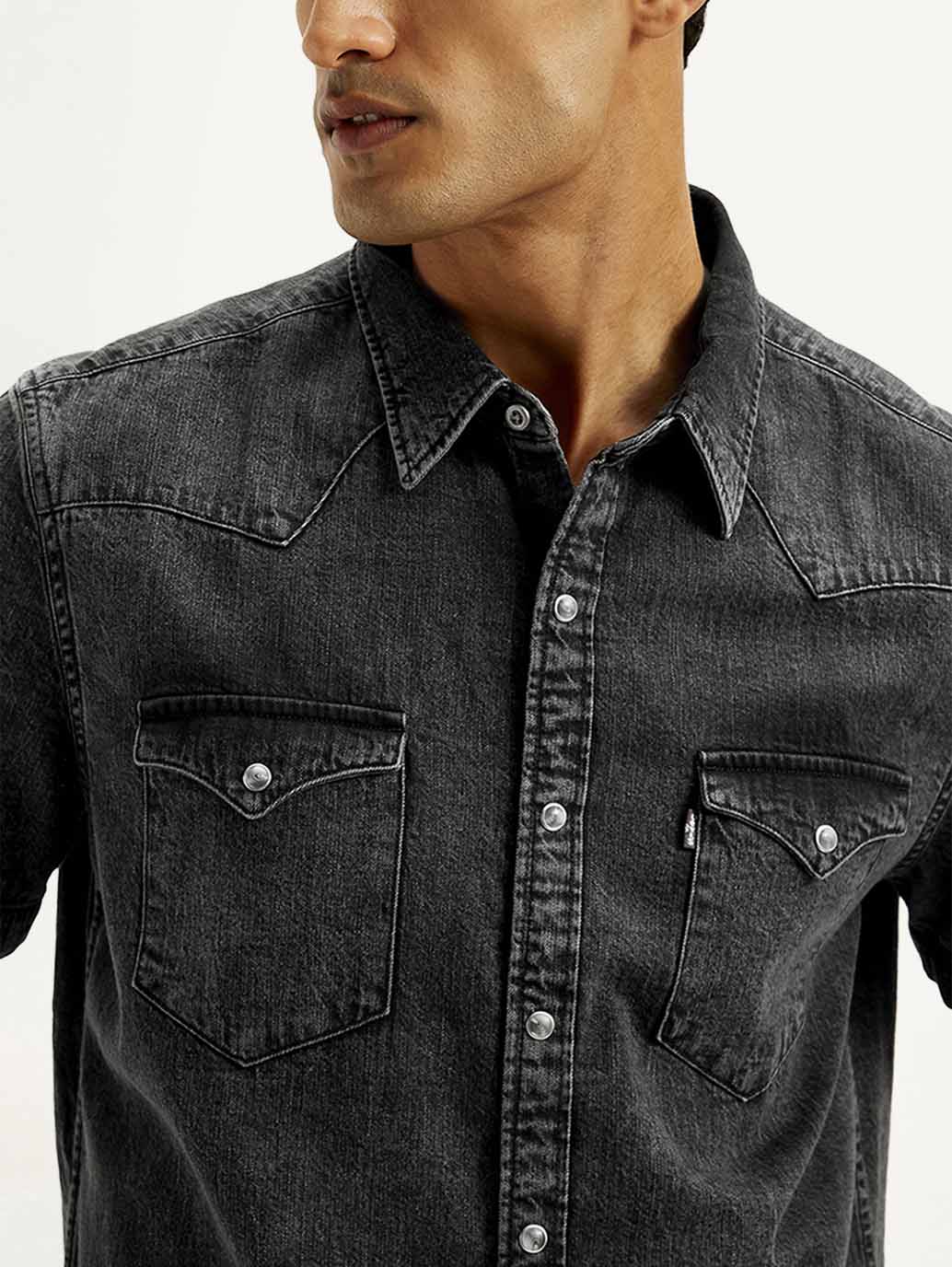 Men's Solid Slim Fit Shirt - Detail View