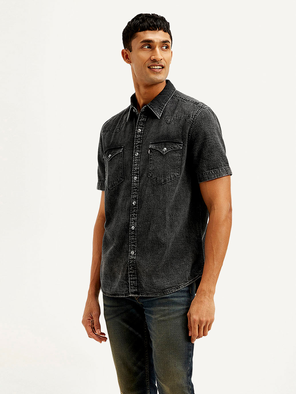 Men's Solid Slim Fit Shirt - Side View