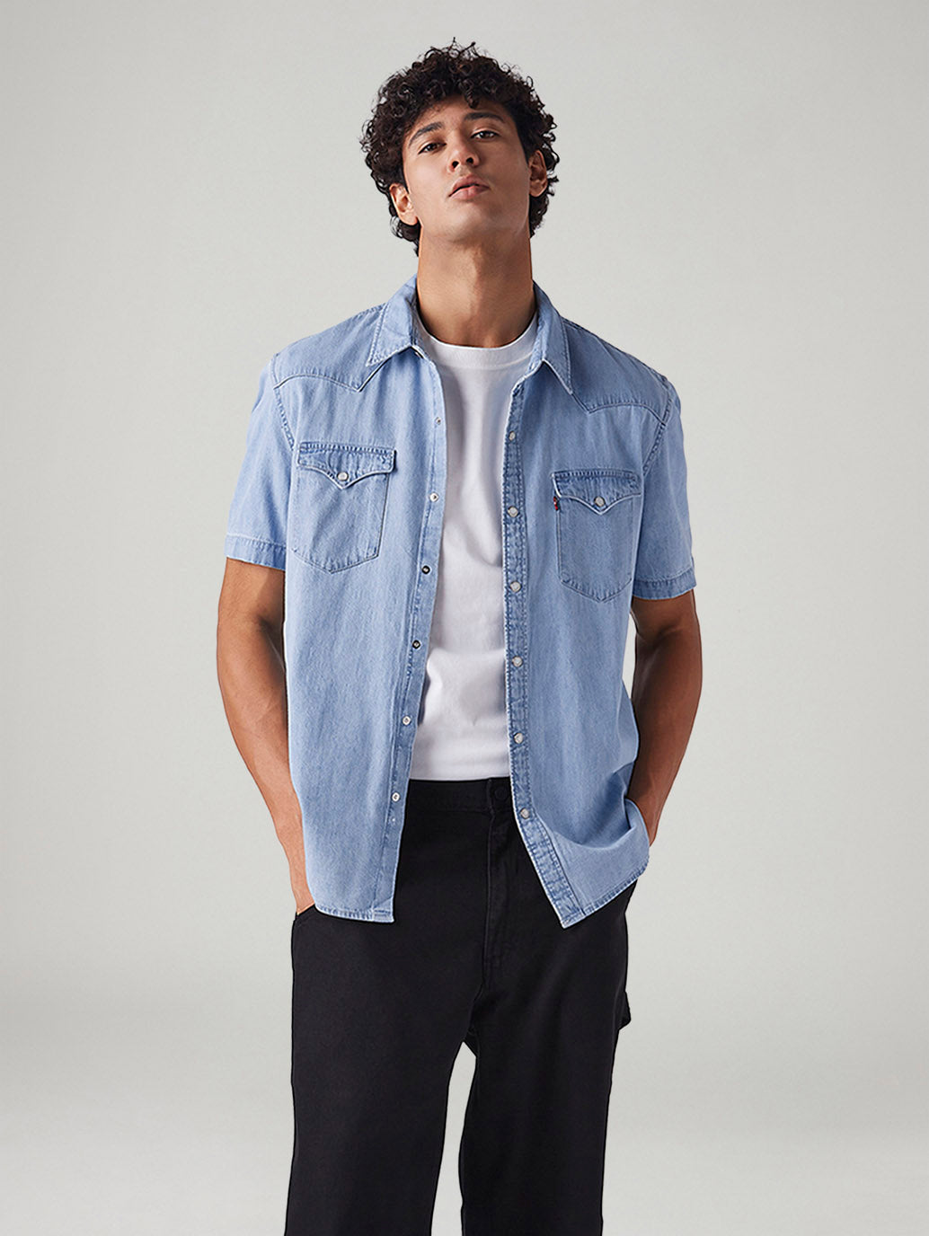 Men's Solid Slim Fit Denim Shirt
