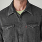 Men's Solid Slim Fit Denim Shirt - Detail View