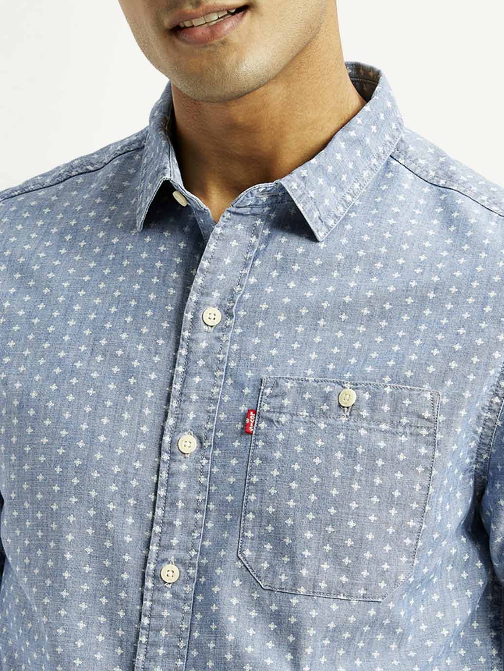 Men's Printed Slim Fit Shirt - Detail View