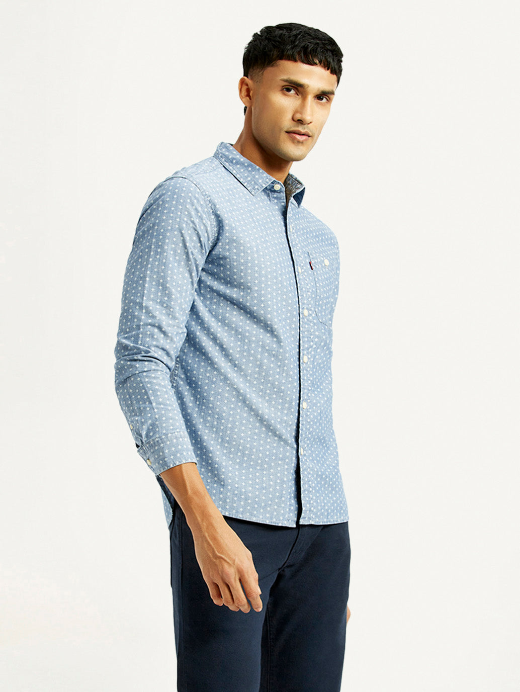Men's Printed Slim Fit Shirt - Side View