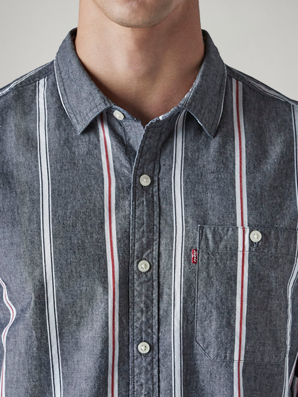 Men's Striped Slim Fit Dobby Shirt - Detail View