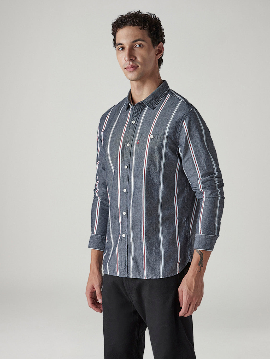 Men's Striped Slim Fit Dobby Shirt - Side View