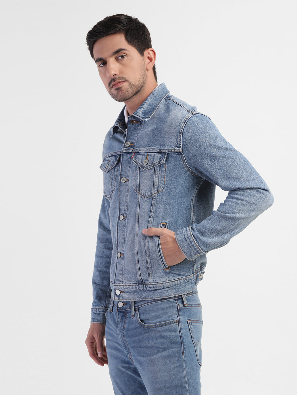 Men's Solid Spread Collar Jacket - c087d8c6-77e4-4309-9890-a6816d8db2a8 View