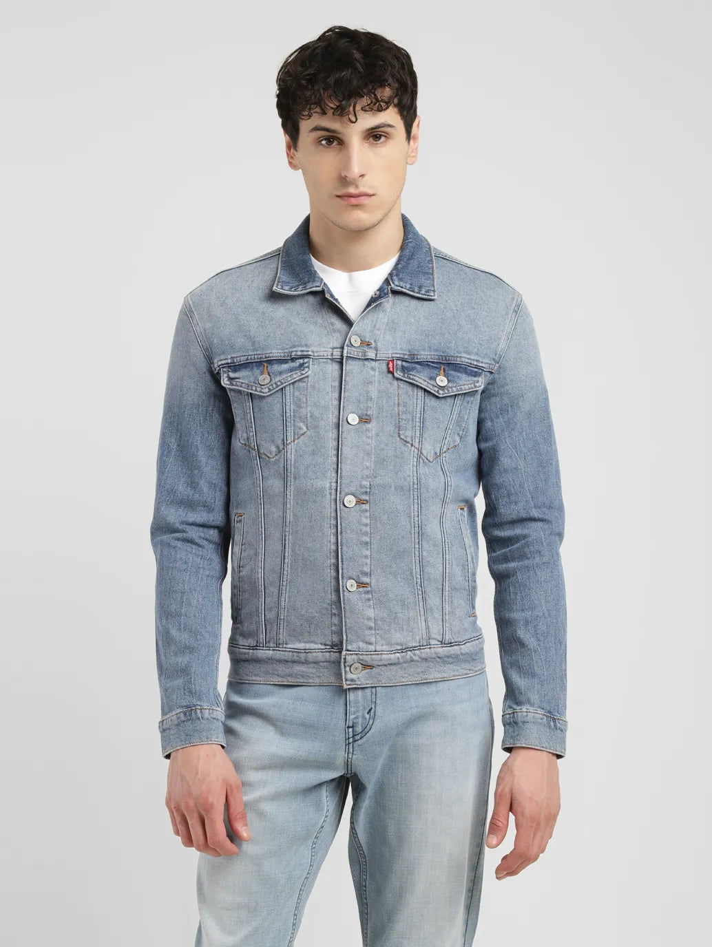 Men's Solid Spread Collar Denim Jacket - 286cee8b-a11b-4596-a530-1d38af49bdcc View