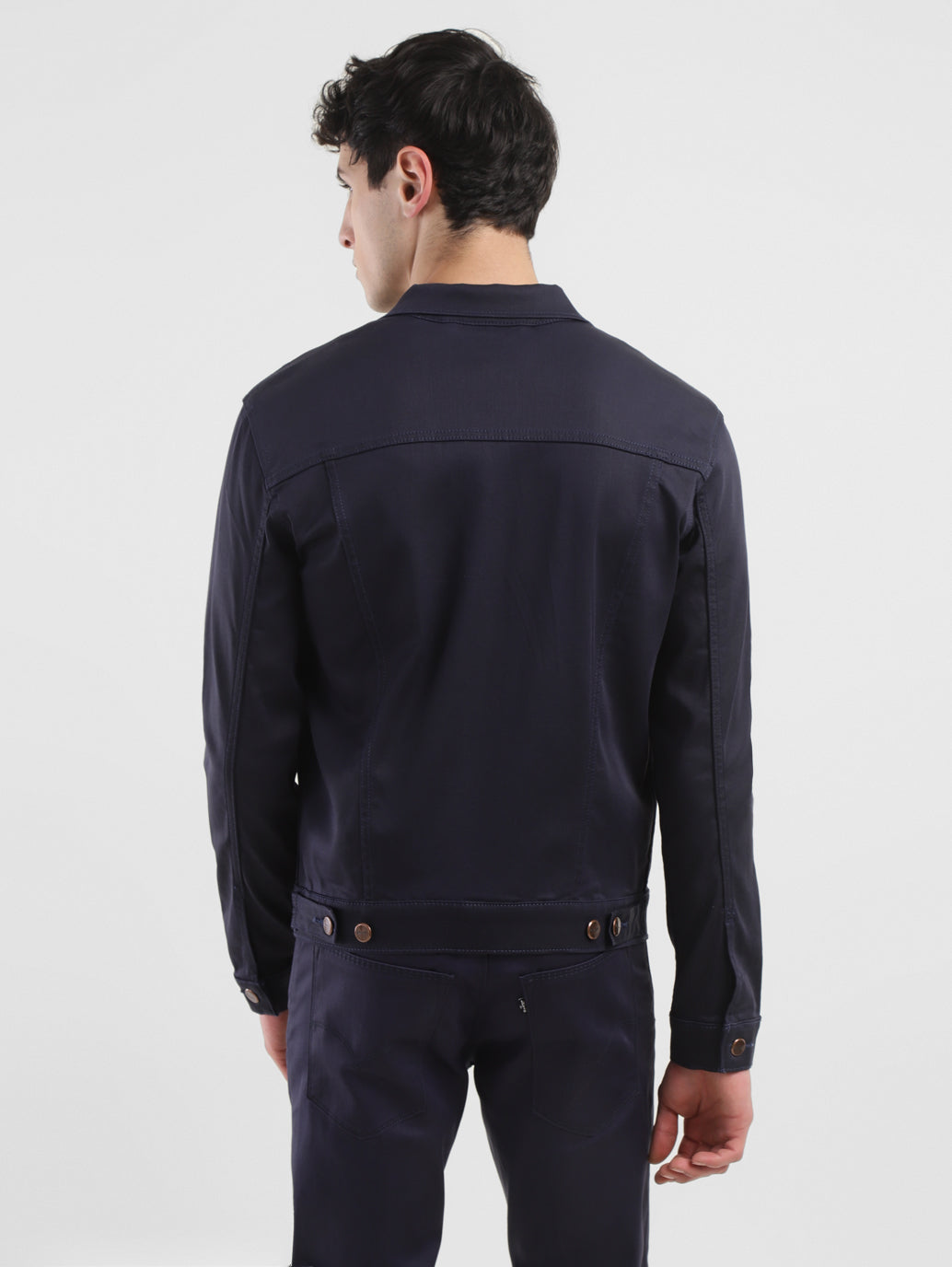 Men's Redloop Solid Navy Spread Collar Jackets - 6521cfcf-c9b8-44f8-9763-0087b07288ca View