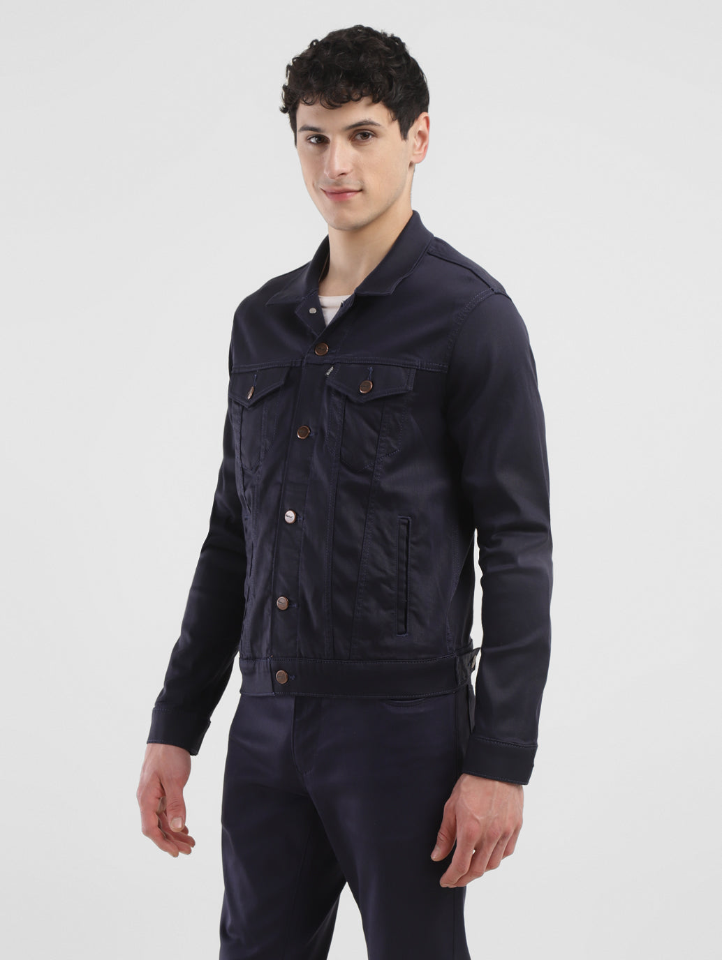 Men's Redloop Solid Navy Spread Collar Jackets - 145e0d02-dcbf-4326-bab8-e3034c4a259f View