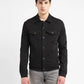 Men's Redloop Solid Black Spread Collar Denim Trucker Jacket - cdd768b4-232c-4ca3-a303-3f0242368877 View