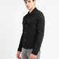 Men's Redloop Solid Black Spread Collar Denim Trucker Jacket - 577c2133-75ce-449b-b5eb-891f1855bd8d View