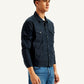 Men's Redloop Solid Navy Spread Collar Trucker Jacket - 15f83936-2920-4a4e-a481-096cc0433843 View