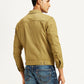 Men's Solid Tan Spread Collar Trucker Jacket - Back View