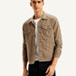 Men's Redloop Solid Light-Brown Spread Collar Denim Trucker Jacket - Styleshot View