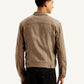 Men's Redloop Solid Light-Brown Spread Collar Denim Trucker Jacket - Back View