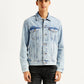 Men's Solid Light Blue Denim Jacket - Front View