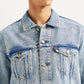 Men's Solid Light Blue Denim Jacket - Detail View