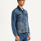 Men's Solid Blue Denim Jacket - Side View
