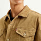 Men's Solid Light Brown Spread Collar Corduroy Jacket - Detail View