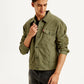 Men's Solid Olive Spread Collar Corduroy Jacket - Styleshot View