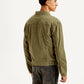 Men's Solid Olive Spread Collar Corduroy Jacket - Back View
