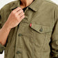 Men's Solid Olive Spread Collar Corduroy Jacket - Detail View