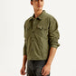 Men's Solid Olive Spread Collar Corduroy Jacket - Side View