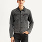 Men's Solid Charcoal Grey Denim Jacket - Front View