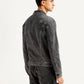 Men's Solid Charcoal Grey Denim Jacket - Back View