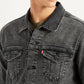 Men's Solid Charcoal Grey Denim Jacket - Detail View