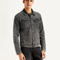 Men's Solid Charcoal Grey Denim Jacket - Side View