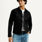 Men's Solid Black Spread Collar Jacket - Styleshot View