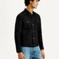 Men's Solid Black Spread Collar Jacket - Side View
