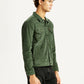 Men's Checkered Green Trucker Jacket - Side View
