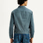 Men's Solid Blue Spread Collar Linen Jacket - Back View