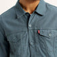 Men's Solid Blue Spread Collar Linen Jacket - Detail View