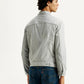 Men's Solid Grey Spread Collar Linen Jacket - Back View
