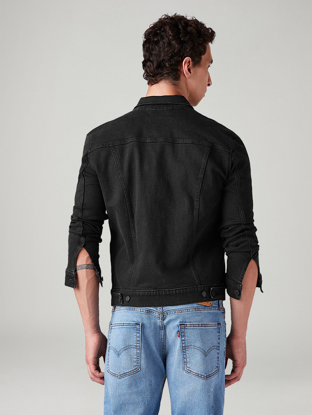 Men's Solid Regular Fit Jacket - Back View