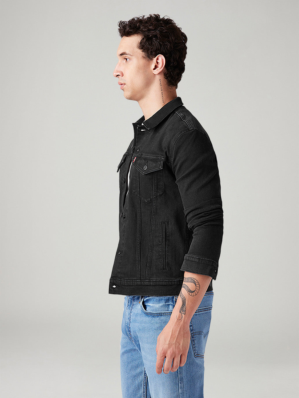 Men's Solid Regular Fit Jacket - Side View