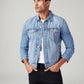Men's Solid Regular Fit Denim Jacket - Front View