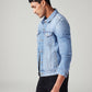 Men's Solid Regular Fit Denim Jacket - Side View
