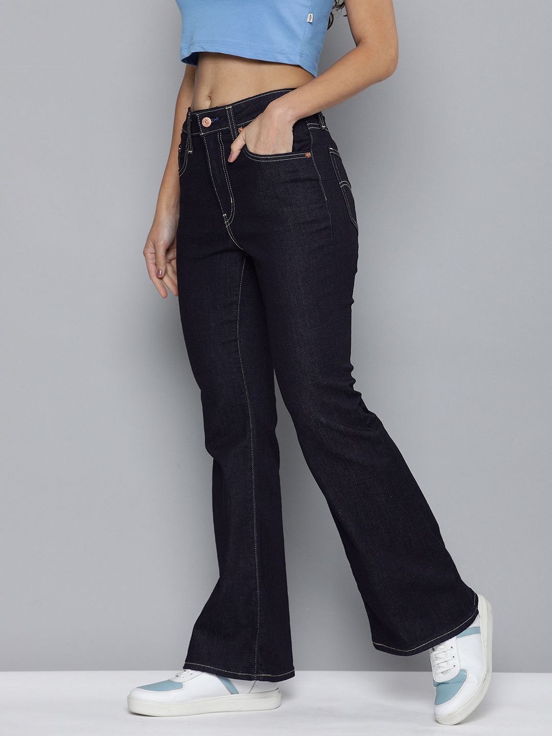 Women's 726 Blue Flared Fit High Rise Jeans - 25fb986e206e6d11c2a544c1a5c70959 View