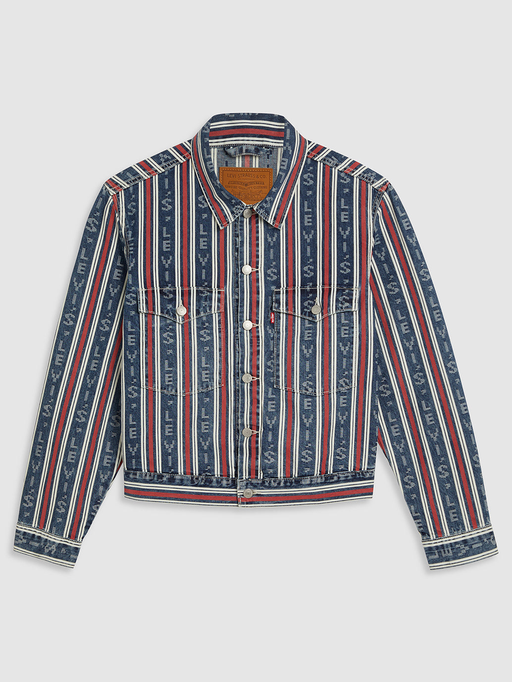 Men's Striped Multicolor Denim Jacket - 27b1ec5c5e62aff1ae14dc41b4d9165b View