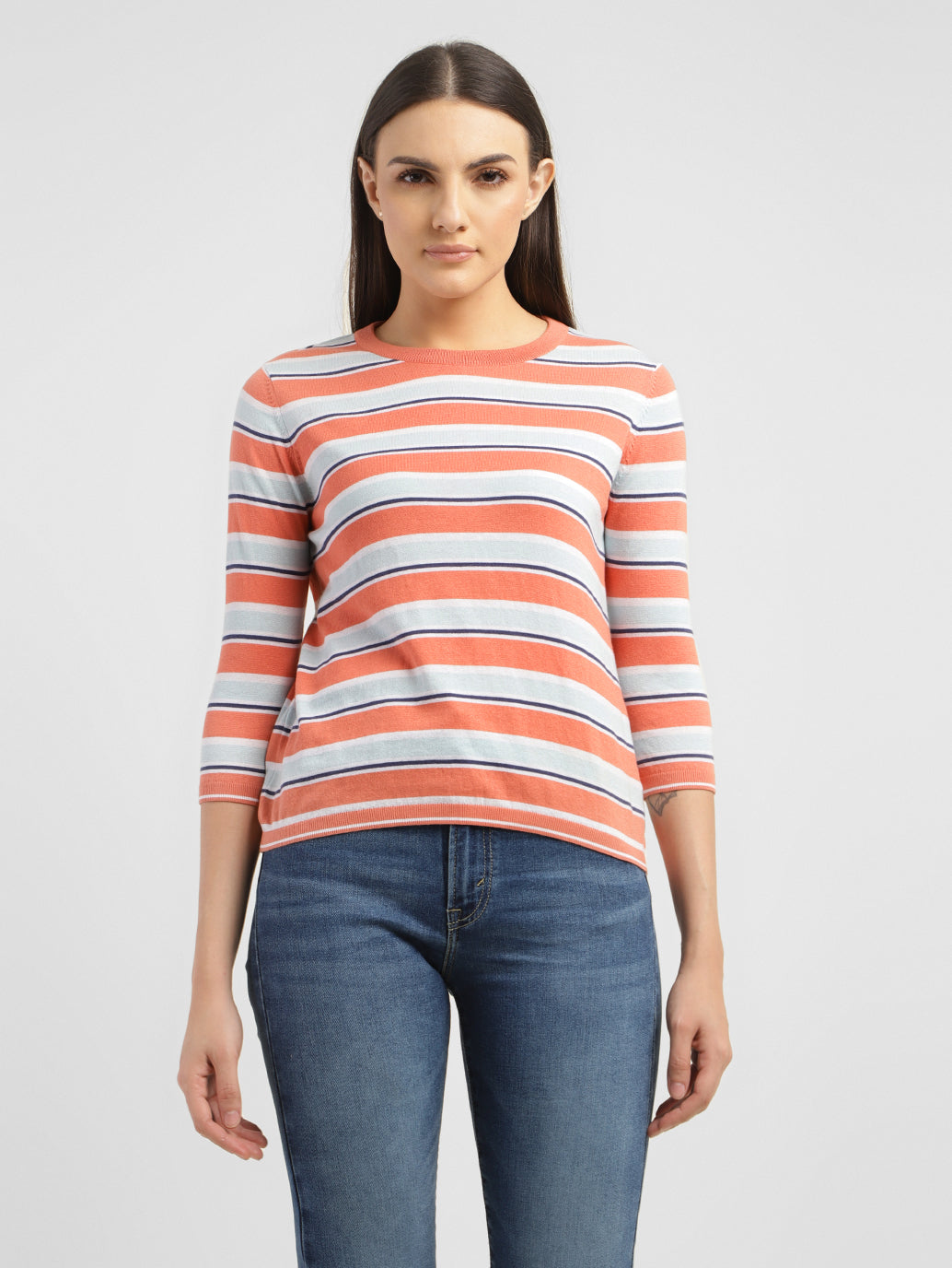 Women's Striped Crew Neck T-shirt - b44a96c1-c71c-4198-8a98-e8f3e5f38839 View