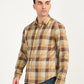 Men's Checkered Light Brown Slim Fit Shirt - 8d90dce6-648b-4bf3-a83b-1823fdd9e612 View