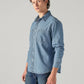 Men's Blue Solid Relaxed Fit Denim Shirt - 9d0255e6-d5c8-4084-9c9b-d43957beb45c View