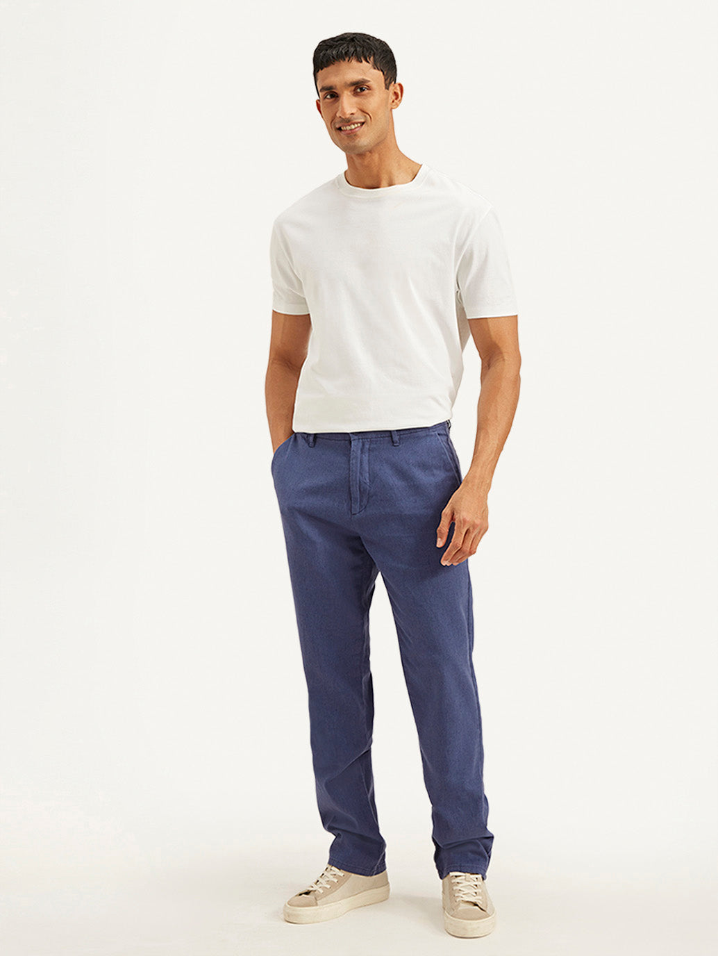 Men's Indigo Authentic Straight Fit Linen Chino Pants - 2e57440e2c3fc15bf6ca1205177f3bf7 View